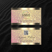 Elegance Pink Lilac Gold Glitzer Logo und QR Code Visitenkarte
