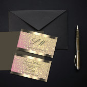 Elegance Pink Lilac Golden Glitzer mit Initialen Visitenkarte