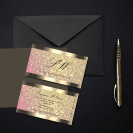 Elegance Pink Lilac Golden Glitzer mit Initialen Visitenkarte