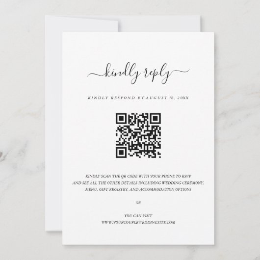 Elegance QR Code UAWG Calligraphy Script Wedding Einladung (Rückseite)