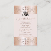 Elegance Rose Gold Verzierte Ornamente Logo hinzuf Visitenkarte (Rückseite)