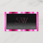 Elegance Schimmery Pink Black Ombre mit Monogram Visitenkarte (Vorderseite)