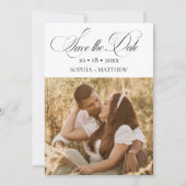 Elegance Script 2 Foto Hochzeit Save The Date (Vorderseite)