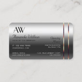 Elegance Silver Rose Gold Decoder Diamanten Monogr Visitenkarte (Rückseite)