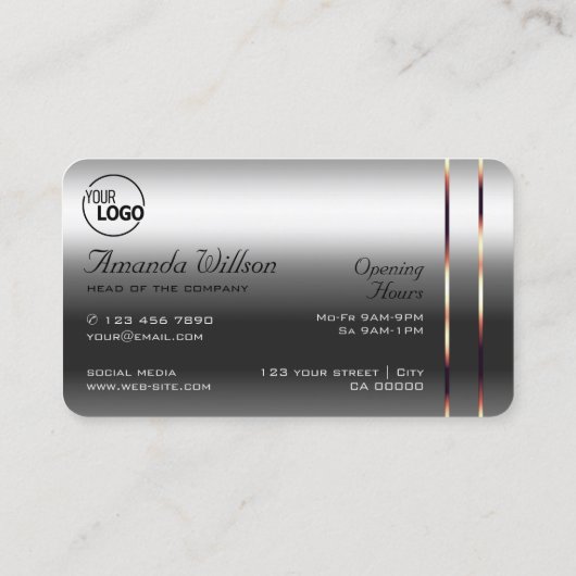 Elegance Silver Rose Gold Dekoration Diamanten und Visitenkarte (Rückseite)