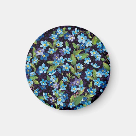 Elegance Vergessen-Me-Nicht-Blumenmuster Magnet (Vorne)