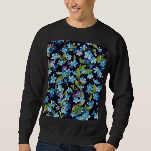 Elegance Vergessen-Me-Nicht-Blumenmuster Sweatshirt (Vorderseite)