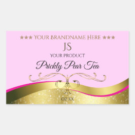 Elegance Wavy Gold Dekoration Hellrosa Monogram La Rechteckiger Aufkleber