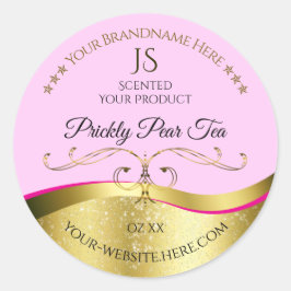 Elegance Wavy Gold Dekoration Hellrosa Monogram La Runder Aufkleber