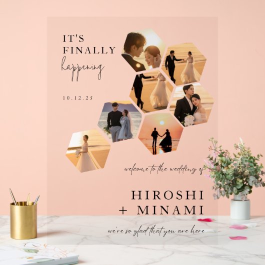 Elegand Calligraphy Custom Foto Wedding Acrylschild (Hochzeit)