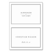 Elegane Grenzen Minimalistische faltbare Platzkart Tischnummer (Vorderseite)