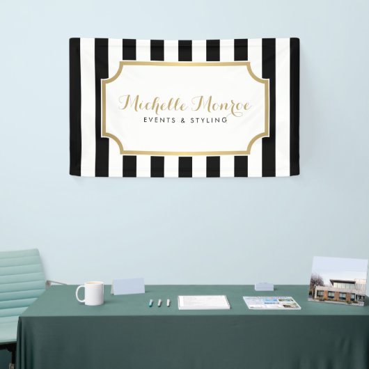 Elegane Luxe Bold Black and White Stripes Banner (Messeveranstaltung)
