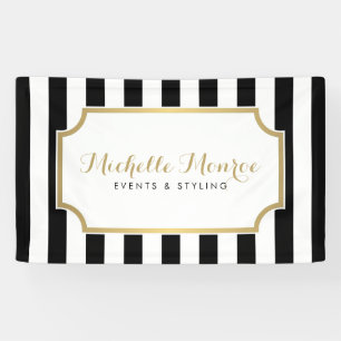 Elegane Luxe Bold Black and White Stripes Banner