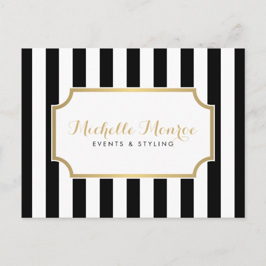Elegane Luxe Bold Black and White Stripes Postkart Postkarte (Vorderseite)