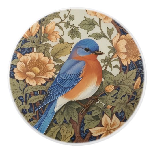 EleganEastern Bluebird William Morris Inspiriert Keramikknauf (Vorderseite)