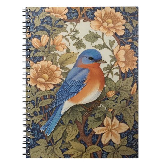 EleganEastern Bluebird William Morris Inspiriert Notizblock (Vorderseite)