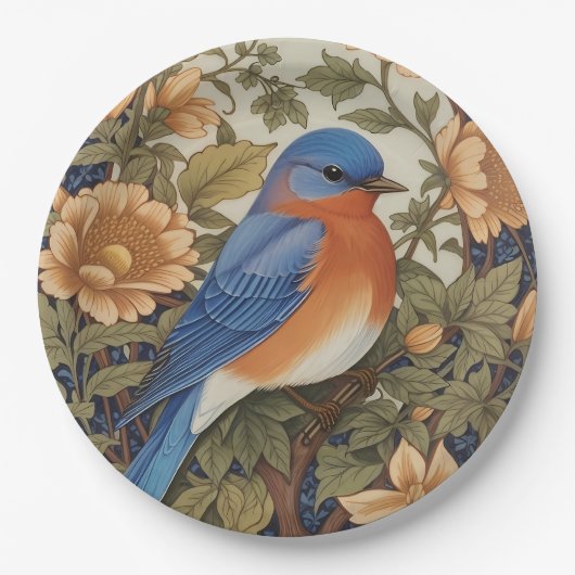 EleganEastern Bluebird William Morris Inspiriert Pappteller (Vorderseite)