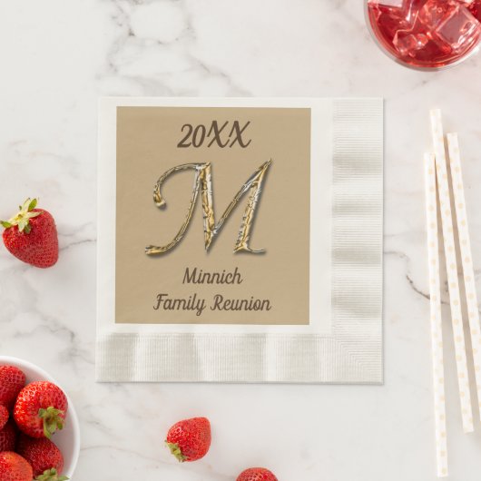 Eleganfamilie Wiedersehen Gold Letter M Monogram Serviette (Beispiel)