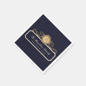 Eleganfamilie Wiedersehen Gold Monogram Navy Serviette (Ecke)