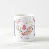Eleganfarbene Blütenschmetterlingsmonogramm H Kaffeetasse (Mittel)