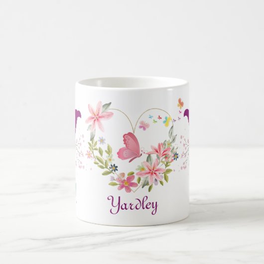 Eleganfarbene Blütenschmetterlingsmonogramm Y Kaffeetasse (Mittel)