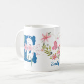 Eleganfarbenes Floral Butterfly Monogramm E Kaffeetasse (Vorderseite Links)