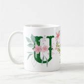 Eleganfarbenes Floral Butterfly Monogramm U Kaffeetasse (Links)