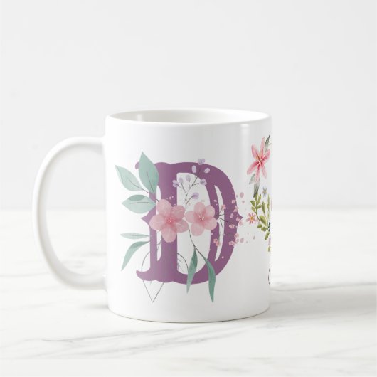 Eleganfarbenes Schwarz-Butterfly Monogramm D Kaffeetasse (Links)