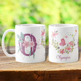 Eleganfarbenes Schwarz-Butterfly Monogramm O Kaffeetasse