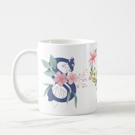 Eleganfarbenes Schwarz-Butterfly Monogramm S Kaffeetasse (Links)