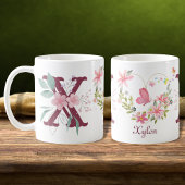 Eleganfarbenes Schwarz-Butterfly Monogramm X Kaffeetasse