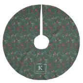 Eleganforest Green Botanical Christmas Monogram Polyester Weihnachtsbaumdecke (Vorderseite)