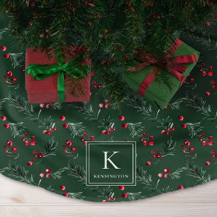 Eleganforest Green Botanical Christmas Monogram Polyester Weihnachtsbaumdecke