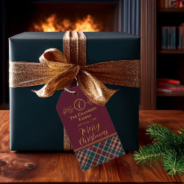 Elegangoldmonogramm Kariert - Cranberry Blue Aquam Geschenkanhänger