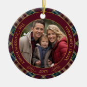 Elegangoldmonogramm Kariert - Cranberry Blue Aquam Keramik Ornament (Vorne)