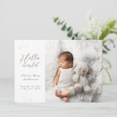 EleganHello Baby Fotos Moderne Kalligraphie Geburt Ankündigung (Stehend Vorderseite)
