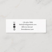 EleganHello Minimal Calligraphy Navy Blau Mini Visitenkarte (Rückseite)