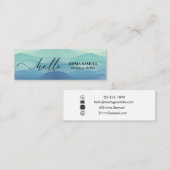 EleganHello Minimal Calligraphy Navy Ocean Mini Visitenkarte (Vorne/Hinten)