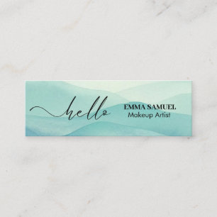 EleganHello Minimal Calligraphy Türkis Aquamarin Mini Visitenkarte