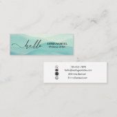 EleganHello Minimal Calligraphy Türkis Aquamarin Mini Visitenkarte (Vorne/Hinten)
