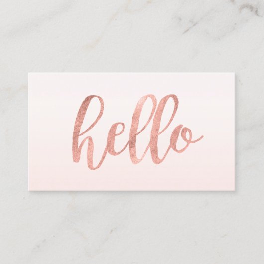 EleganHello Rose Gold Typografie Beruflich Visitenkarte (Vorderseite)