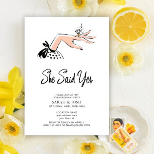 Eleganher She Said Yes Calligraphy Script-Verlobun Einladung