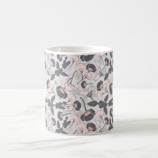Eleganine Feminine Pink Gray Blume Monogramm Kaffeetasse (Mittel)