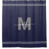 Eleganname Monogram Navy Blue Duschvorhang (Vorderseite)