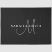 Eleganname Monogram | Schwarz & Grau Seidenpapier (Vorderseite)