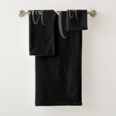 Eleganname Monogram | Schwarz-weiß & grau Badhandtuch Set (Insitu)
