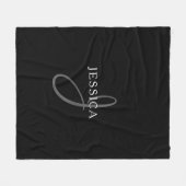 Eleganname Monogram | Schwarz-weiß & grau Fleecedecke (Vorderseite (Horizontal))