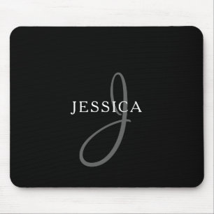 Eleganname Monogram   Schwarz-weiß & grau Mousepad