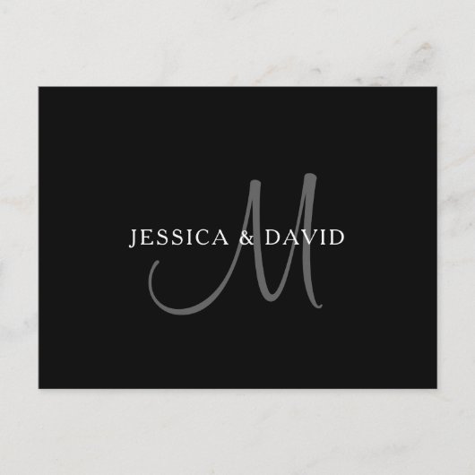 Eleganname Monogram | Schwarz-weiß & grau Postkarte (Vorderseite)