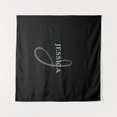 Eleganname Monogram | Schwarz-weiß & grau Wandteppich (Vorderseite (Horizontal))